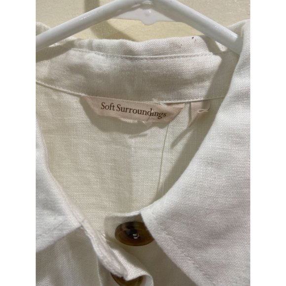 NWT Soft Surroundings White Button Front 100% Linen Shirt Sz Medium - Picture 8 of 8